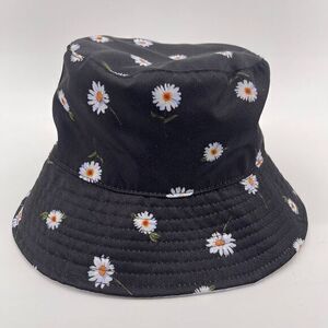 Alice & Olivia Black‎ Daisy Bucket Reversible Hat